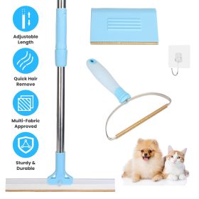 3Pcs Pet Hair Removal Kit Multi-Fabric Dog Cat Hair Scraper Lint Shaver Rake Adjustable Telescopic Rod For Carpet Rug Clothes Couch