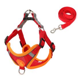 Small Dog Harness Puppy Harness and Leash Set with Reflective Strip for Small Dog Breeds (Color: Red, size: M)