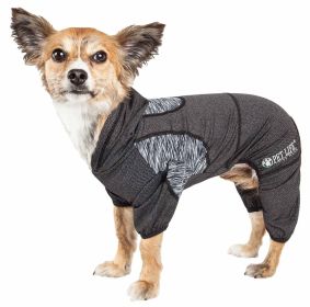 Pet Life Active 'Pawsterity' Heathered Performance 4-Way Stretch Two-Toned Full Bodied Hoodie (Color: Black, size: large)