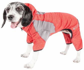 Pet Life Active 'Fur-Breeze' Heathered Performance 4-Way Stretch Two-Toned Full Bodied Hoodie (Color: Red, size: X-Large)