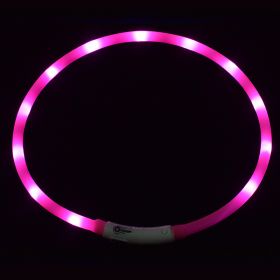 Pet's LED Collar With USB Rechargeable Glowing Lighted Up & Cuttable Waterproof Safety For Dogs (Color: Pink, size: one-size)