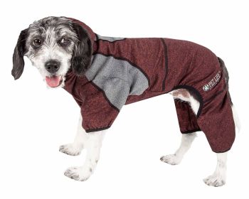 Pet Life Active 'Fur-Breeze' Heathered Performance 4-Way Stretch Two-Toned Full Bodied Hoodie (Color: Burgundy, size: X-Large)